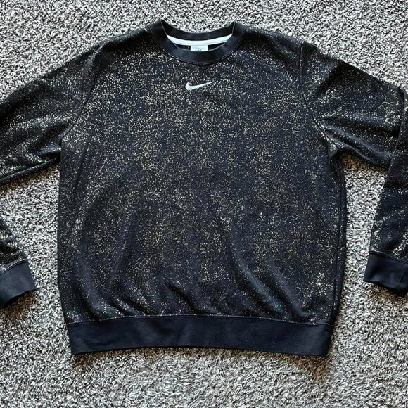 Nike Sweatshirt Womens Large Black With Gold Sparkles Shimmery Pullover - Picture 4 of 7